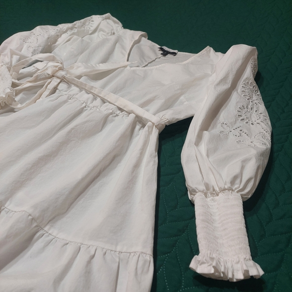 Eloquii White Mini Dress with Eyelet Sleeves - Picture 7 of 9